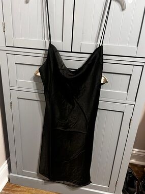 NWT Boutique Satin Slip Dress in Black